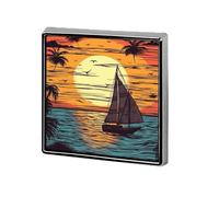 Sunset And Sailboat Lapel Pin for Men Brooches And Pins for Women Square Metal Badge for Shirts, Jackets, Hats | Durable Fashion Accessory & Gift for Men, Women, Events