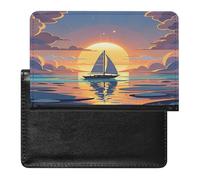 Sunset And Sailboat Passport Holder Passport Cover Protector Essentials with Credit Card Slots for Women Men