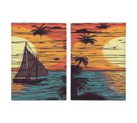 Sunset And Sailboat Passport Holder Ultra Slim PU Leather Travel Document Organizer Compact Premium International US Passport Protector Cover for Women Men