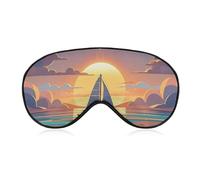 Sunset and Sailboat Sleep Mask Comfort Travel Eye Masks with Adjustable Elastic Strap Soft Funny Block Light Sleep Eye Cover for Side Sleeper for Nap Men Women Gift