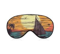 Sunset and Sailboat Sleep Mask Light Blocking Eye Cover Polyester Eye Mask with Elastic Strap Blindfold for Side Sleeper Sleeping Masks Face Hugging for Women Men Travel