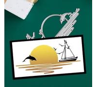 Sunset and Sailboats Fish Greeting Card Metal Die Cuts,Snowflake Flower Leaf Cutting Dies Cut Stencils DIY Scrapbooking Decorative Embossing Paper Scrapbooking Card Making