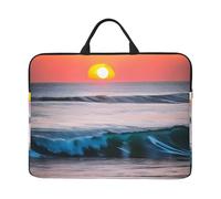 Sunset And Sunrise With Ocean Sea Waves Print 14in Portable Laptop Case Sleeve Shockproof Business Travel Notebook Cover Bag