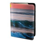 Sunset And Sunrise With Ocean Sea Waves Print 5.5in Passport Travel Document Wallet Case Stylish Secure Men Women For Travelers, Black, One Size