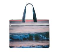 Sunset And Sunrise With Ocean Sea Waves Print Canvas Tote File Bag For Documents Books Office Supplies Business Accessory