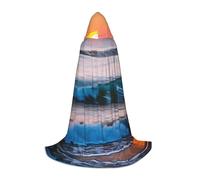Sunset And Sunrise With Ocean Sea Waves Print Hooded Cape For Carnival Halloween And Themed Parties Comfortable Cloak