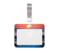 Sunset and Sunrise with Ocean Sea Waves Print Horizontal Card Badge Holder Appropriate for Teachers Students Doctors Office Staff