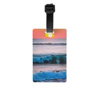 Sunset and Sunrise with Ocean Sea Waves Print Luggage Tags Easy-to-Identify Suitcases Labels Cruises Air Travel Everyday Use