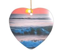 Sunset and Sunrise with Ocean Sea Waves Print Wedding Gift Ideas for Couples, A Just Married Acrylic Christmas Tree Ornament