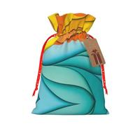 Sunset And Sunrise With Ocean Sea Waves Printed Drawstring Gift Bags,Various Sizes, Bulk Plastic Packaging Bags
