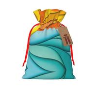 Sunset And Sunrise With Ocean Sea Waves Printed Drawstring Gift Bags,Various Sizes, Bulk Plastic Packaging Bags