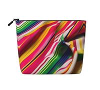 Sunset and Sunrise with Ocean Sea Waves Printed Reusable Cosmetic Bag â€“ Travel Toiletry Organizer, Zipper Pouch for Makeup Accessories, Rainbow Stripe, One Size