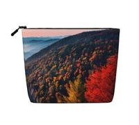 Sunset and Sunrise with Ocean Sea Waves Printed Reusable Cosmetic Bag â€“ Travel Toiletry Organizer, Zipper Pouch for Makeup Accessories, Smokey Mountain Cliff, One Size