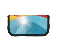Sunset and Sunrise with Sea Waves Large Capacity Canvas Pencil Case, Sturdy and Durable, Easy to Store in an Orderly Manner