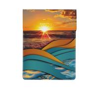 Sunset and Sunrise with Sea Waves Printed Laptop Sleeve Bag 13-Inch - Leather Laptop Sleeve Case Shockproof Protective Computer Cover Bag