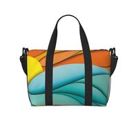 Sunset and Sunrise with Sea Waves Printed Travel Duffel Bag for Women Men - Weekend Overnight Bags with Adjustable Shoulder Strap and Handle