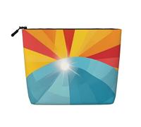 Sunset and Sunrise with Sea Waves Single Layer Linen Like Makeup Bag, Lightweight and Cute, Easy to Use