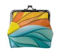 Sunset and Sunrise Women's Leather Kiss-Lock Coin Purse,Double-Sided Full Print Pattern,Ultra-Fine Fiber Leather,Small Clutch Wallet for Cash,Cards,Coins
