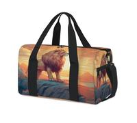 Sunset Animal Lion Print Sports Duffel Bag Weekend Overnight Bag Tote Holdall Casual Travel Gym Duffel Bags for Kids Girls Boys Women Men