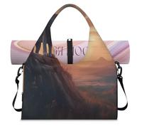 Sunset Animal Lion Sports Duffel Bag for Women Men Weekend Overnight Bag with Shoe Compartment Shoulder Tote Luggage Bag for Yoga Gym Travel