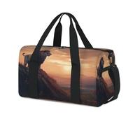 Sunset Animal Lion Sports Duffel Bag Weekend Overnight Bag Tote Holdall Casual Travel Gym Duffel Bags for Kids Girls Boys Women Men