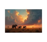 Sunset Animals Elephant Jigsaw Puzzles for Adults 150, Fun Challenging Educational Games, Difficult Jigsaw Puzzles for Adults, Puzzle 150 Pieces