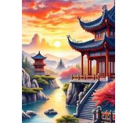 Sunset Architecture 60 Piece Jigsaw Puzzles for Adults, Fun jigsaw puzzles 60 pieces, Challenging Puzzle Perfect for Game Nights, Finished Puzzle Size is 40x28cm