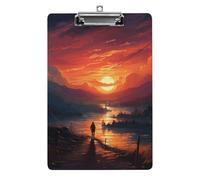 Sunset Art Clipboard, A4 Acrylic Clipboard with Hanging Hole, Ultra-Light Clip Board - Holds 100 Sheets, Shatterproof Document Holder for Office, 12.5" X 8.5"