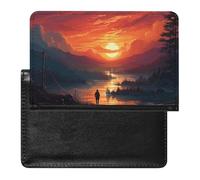 Sunset Art Passport Holder with 3 Card Slots, Portable PU Leather Travel Wallet, Slim Protective Cover for Passport, ID, Credit Cards