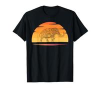 Sunset Asia Animal Lover Buddhism Retro Elephant T-Shirt