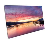 Sunset At Ashness Jetty In Keswick The Lake District England Ready to Hang Wall Art Print Picture For Home Office Decor 30x20cm (12x8In)