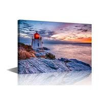 Sunset at Castle Hill Lighthous Canvas Wall Art for Living Room Decor Newport Rhode Island Landscape for Home Decor Stretched and Framed Ready to Hang 8x12inch