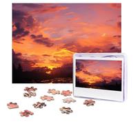 Sunset at dusk Puzzles 500 Pieces Personalized Jigsaw Puzzles with storage bag Photos Puzzle for Adults Challenging Picture Puzzle for Men Women Home Decor (52x38 CM)
