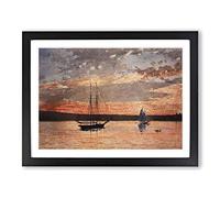 Sunset At Gloucester By Winslow Homer Classic Painting Framed Print | A2 Black Framed Wall Art | Ready to Hang | Classic Landscape Picture | Living Room Bedroom Lounge Office