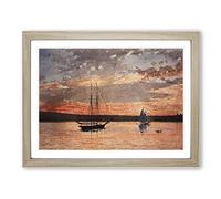 Sunset At Gloucester By Winslow Homer Classic Painting Framed Print | A2 Oak Framed Wall Art | Ready to Hang | Classic Landscape Picture | Living Room Bedroom Lounge Office