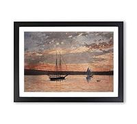 Sunset at Gloucester by Winslow Homer Framed Print | A2 Black Framed Wall Art | Ready to Hang | Modern Landscape Picture | Living Room Bedroom Lounge Office