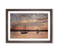Sunset at Gloucester by Winslow Homer Framed Print | A2 Walnut Framed Wall Art | Ready to Hang | Modern Landscape Picture | Living Room Bedroom Lounge Office