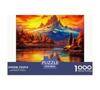 Sunset at Lake And Snow Mountain Jigsaw Puzzle 1000 Pieces Adults Teens Stress Relief Challenging Beautiful Scenery Poster Guide Recycled Board 38x26cm/1000pcs
