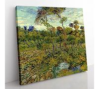 Sunset At Montmajour by Vincent van gogh Classic Painting Canvas Wall Art Print Ready to Hang, Framed Picture for Living Room Bedroom Home Office Décor, 35x35 cm (14x14 Inch)