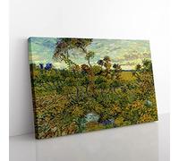 Sunset At Montmajour By Vincent Van Gogh Classic Painting Canvas Wall Art Print Ready to Hang, Framed Picture for Living Room Bedroom Home Office Décor, 50x35 cm (20x14 Inch)
