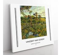 Sunset At Montmajour By Vincent Van Gogh Exhibition Museum Classic Painting Canvas Wall Art Print Ready to Hang, Framed Picture for Living Room Bedroom Home Office Décor, 35x35 cm (14x14 Inch)