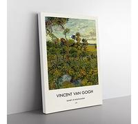 Sunset At Montmajour By Vincent Van Gogh Exhibition Museum Painting Canvas Wall Art Print Ready to Hang, Framed Picture for Living Room Bedroom Home Office Décor, 76x50 cm (30x20 Inch)