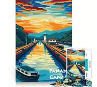 Sunset at Panama Canal 1000 Piece Jigsaw Puzzle for Teenagers Clear Logic Toy Calm Pastime Perfect Cut Classic Gift 38x26cm