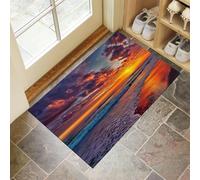 Sunset At Sea Doormat - Inside And Outside Welcome Mat, Orange Color Indoor Front Doormat With Non-Slip Backing, Heavy Duty Entrance Mat, 45 X 75 Cm Beach Waves