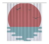 Sunset at SeaOpaque Polyester Shower Curtain, Water-Resistant, Heat-Resistant, 12 C-Shaped Hooks & Stainless Grommets - Shower Curtains, Shower Curtains for Bathroom, Bathroom Shower Curtain64.17x70.8