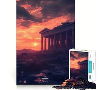 Sunset at The Acropolis Athens Greece Hard Jigsaw Puzzle for Adults 1000 Pieces Logic Toy Family Bond Precision Cut Warm Surprise 38x26cm