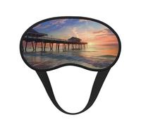 Sunset at The Beach Bridge Print Blackout Sleep Mask for Women & Men, Zero Eye Pressure Eye Mask for Travel and All - Around Sleep