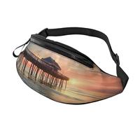 Sunset at The Beach Bridge Printed Chest Pack Waist Bag for Men Women Running Belt Bag Fanny Packs Chest Bags Travel Hiking Daypack