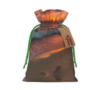 Sunset At The Beach Print Drawstring Pouches For Gifts,Reusable Fabric Gift Bags,For Holiday And Party Presents
