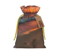 Sunset At The Beach Print Drawstring Pouches For Gifts,Reusable Fabric Gift Bags,For Holiday And Party Presents
